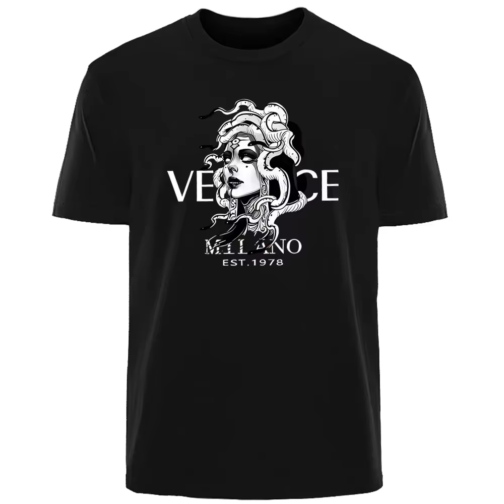 Streetwear Brand Aesthetic - Классическая футболка с мифологическим узором Медузы,