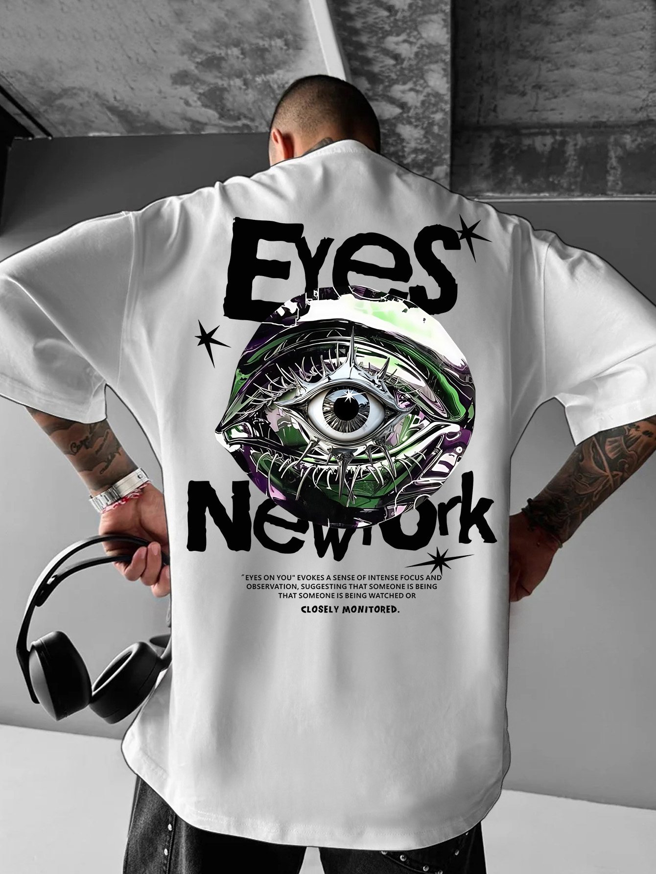 Streetwear Brand With Eye - Мужская оверсайз футболка в готическом стиле